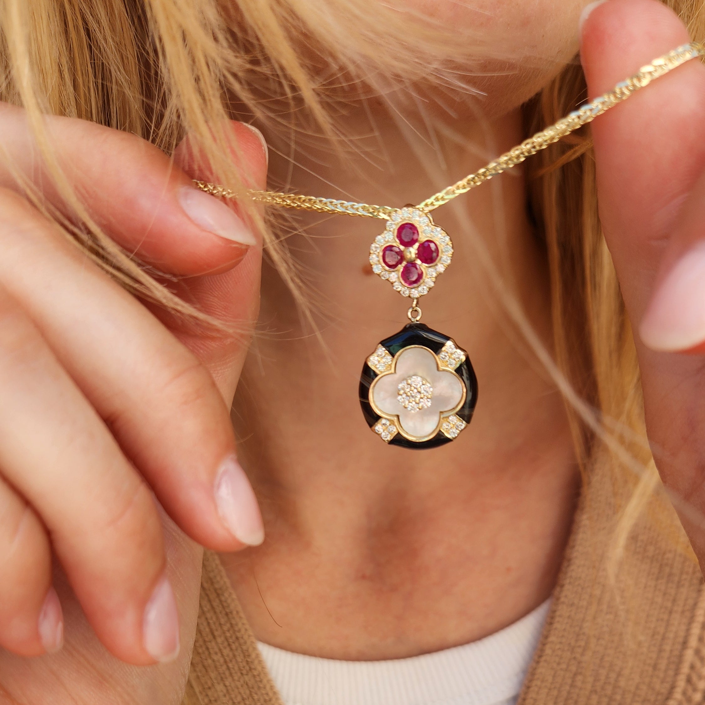 14K gold Ruby and Diamond necklace