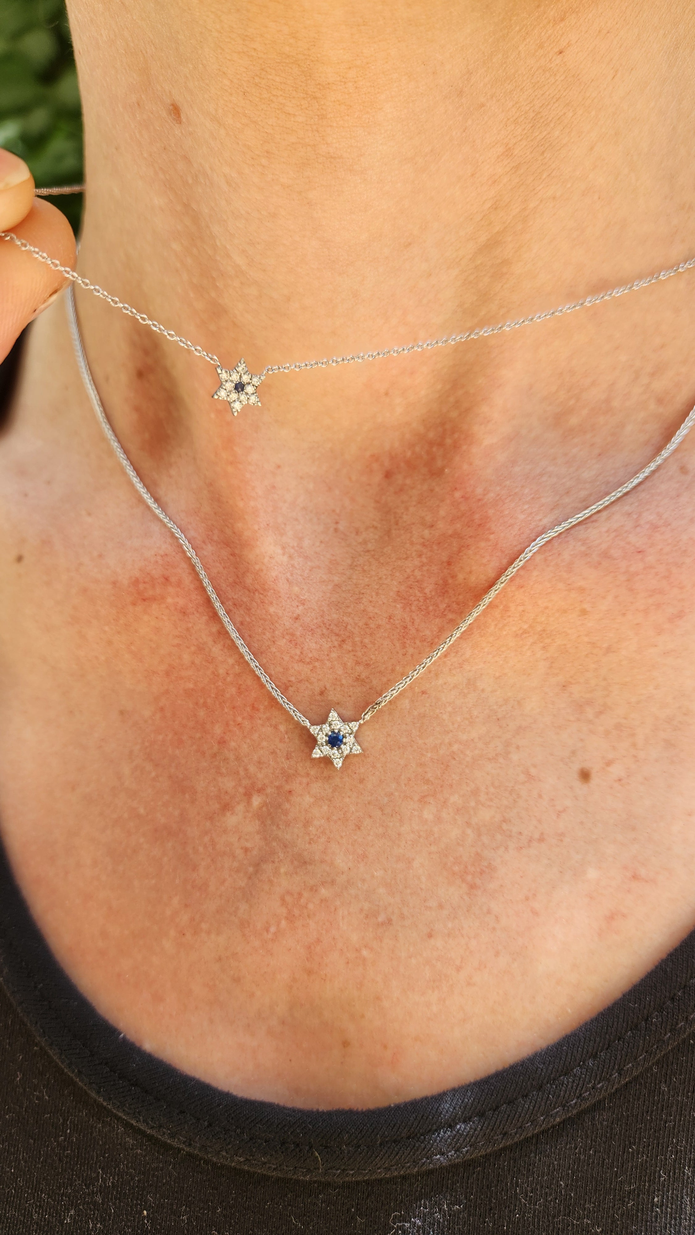 Diamond & Sapphire Magen David pendant