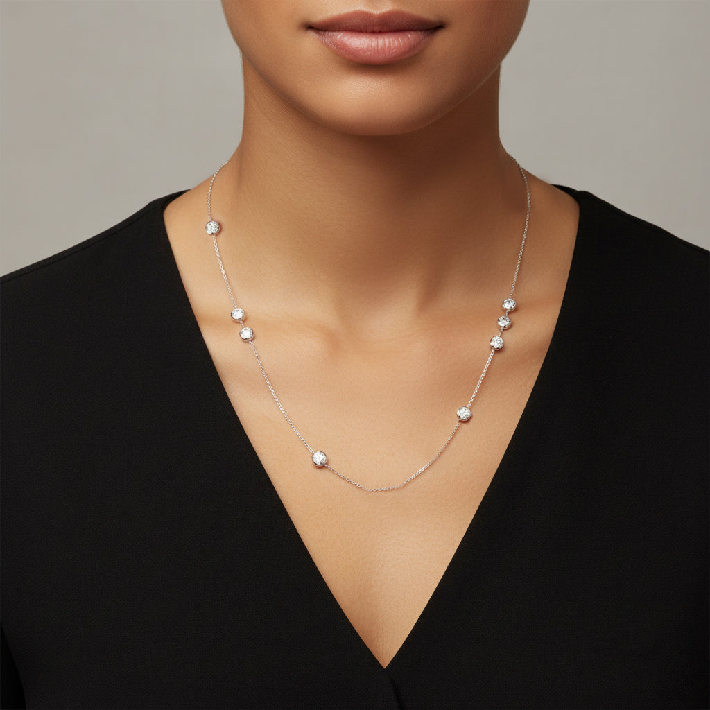 Asymmetrical 1.60CT station necklace