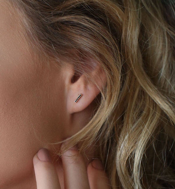 Black diamond 14K rose gold earrings