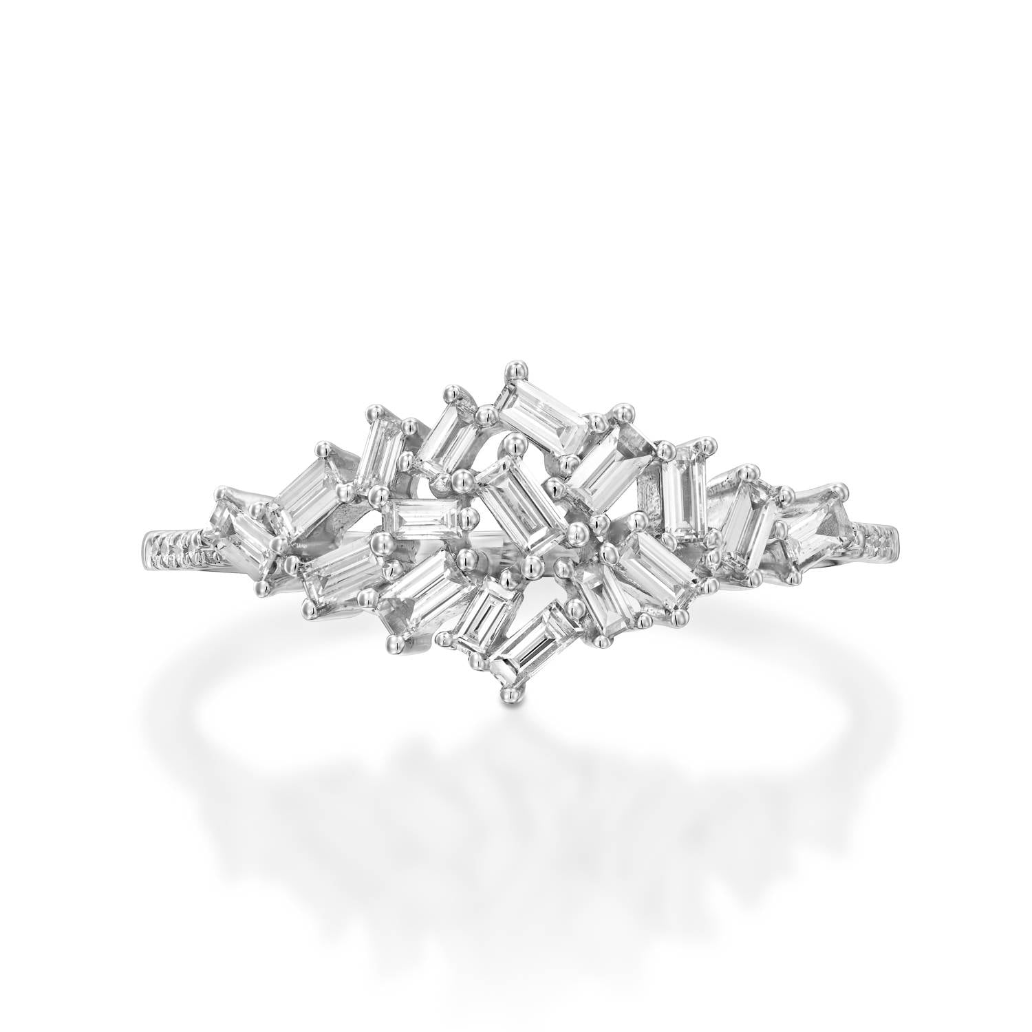 Baguette cluster diamond ring