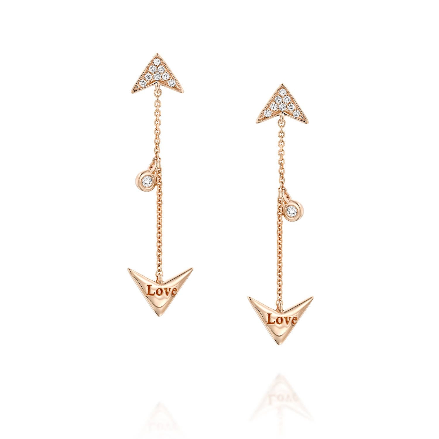 Chevron drop diamond earrings