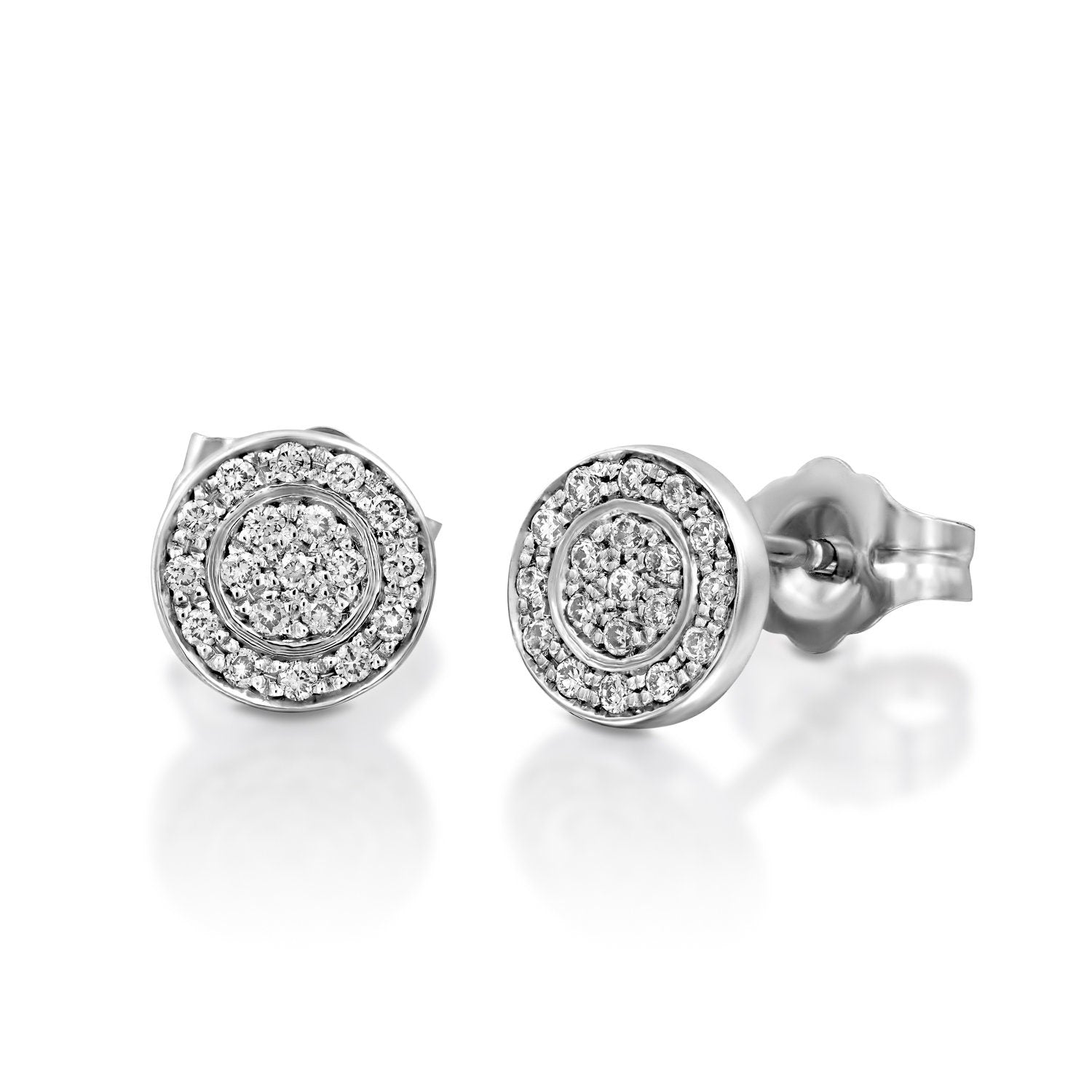 Round pave diamond stud earrings