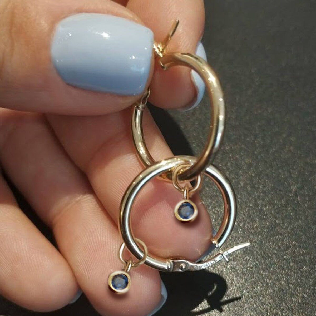 Natural Sapphire hoop earrings