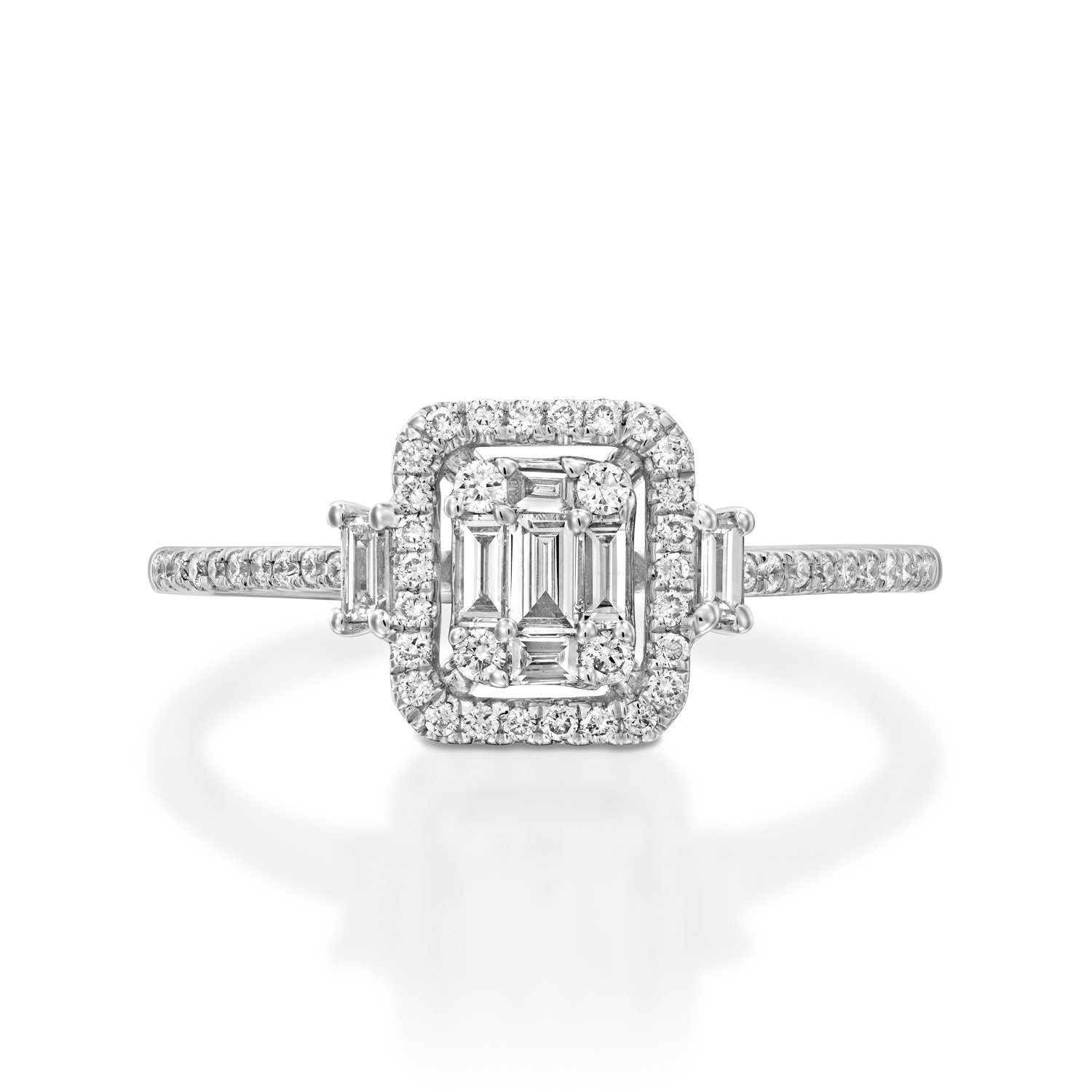 Halo baguette diamond Ring