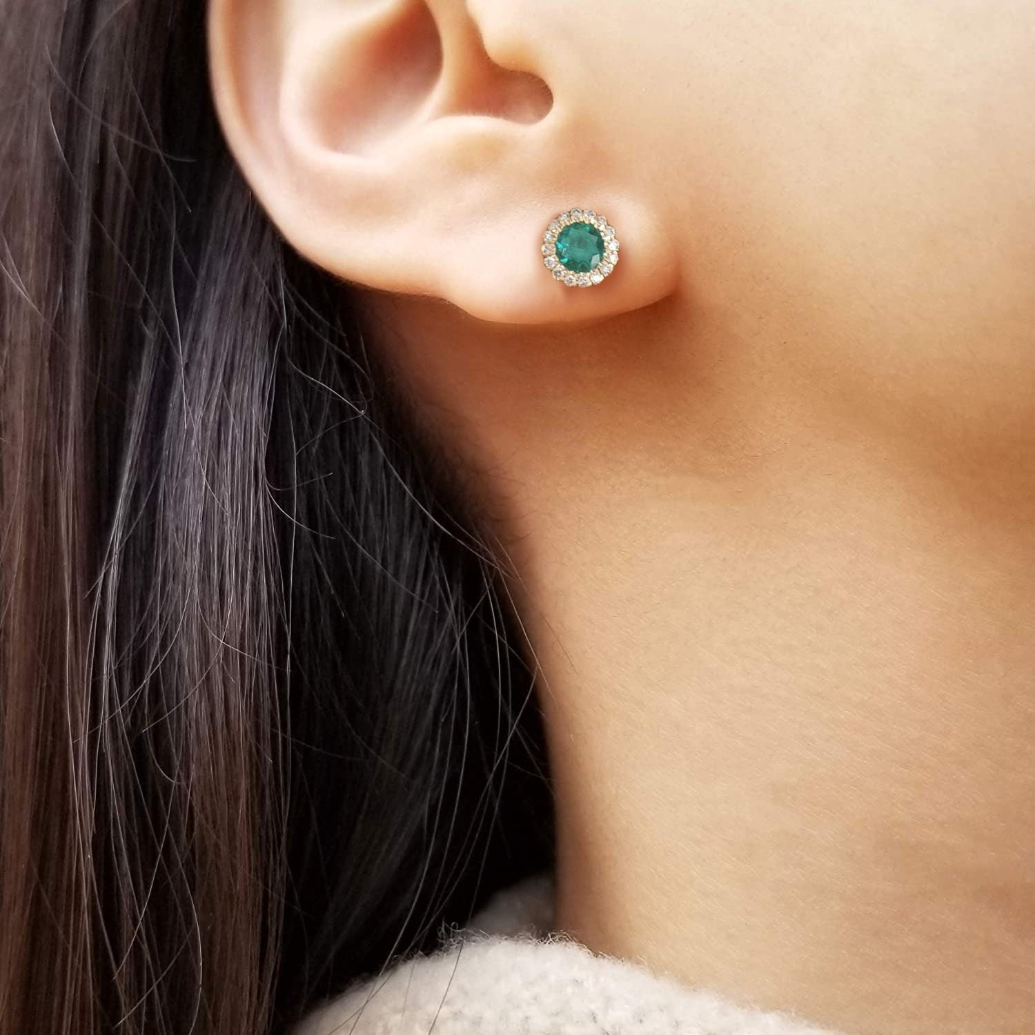 Green stone earrings