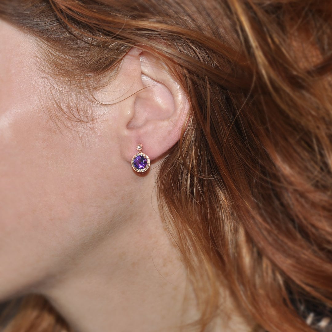 Amethyst halo stud