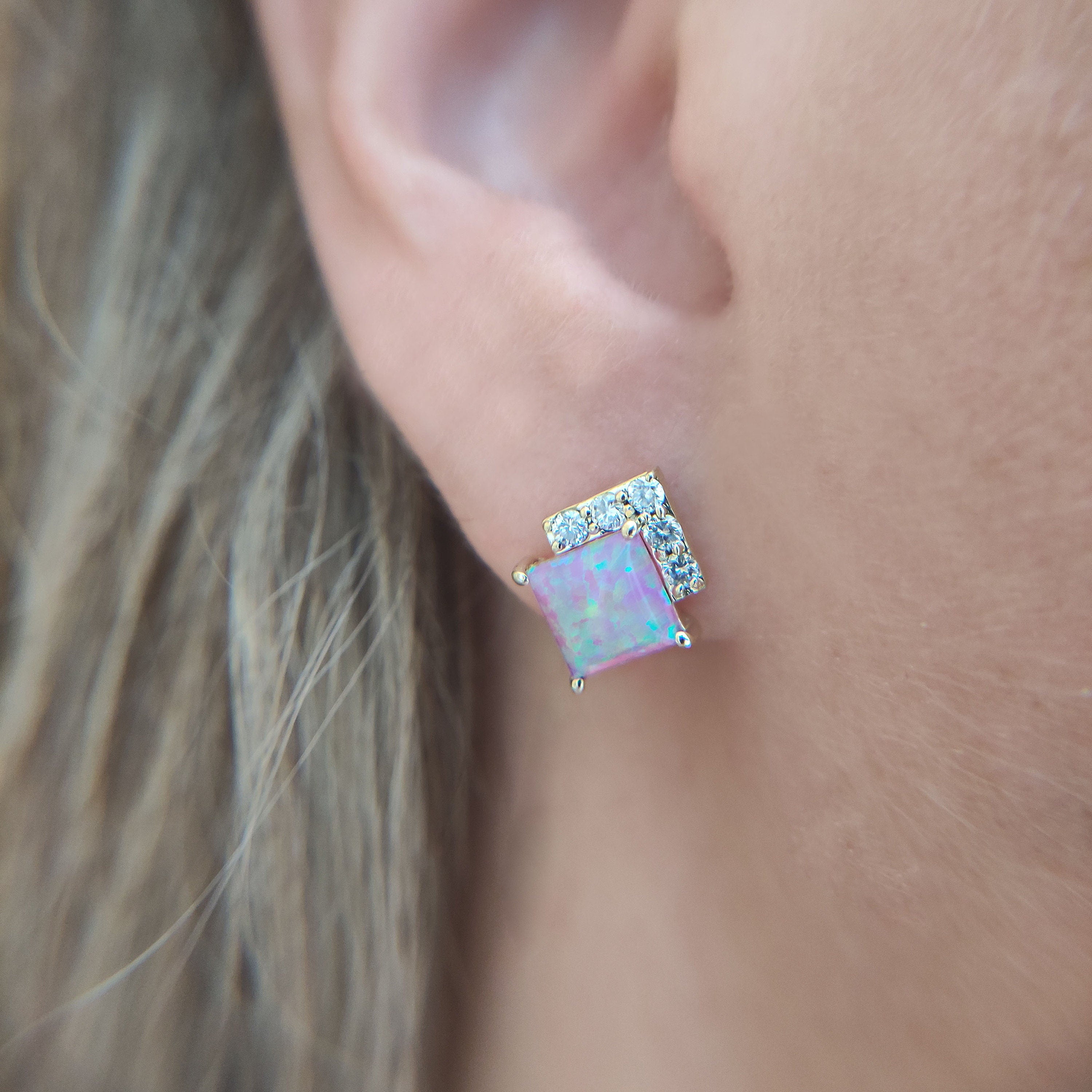 Pink opal earrings
