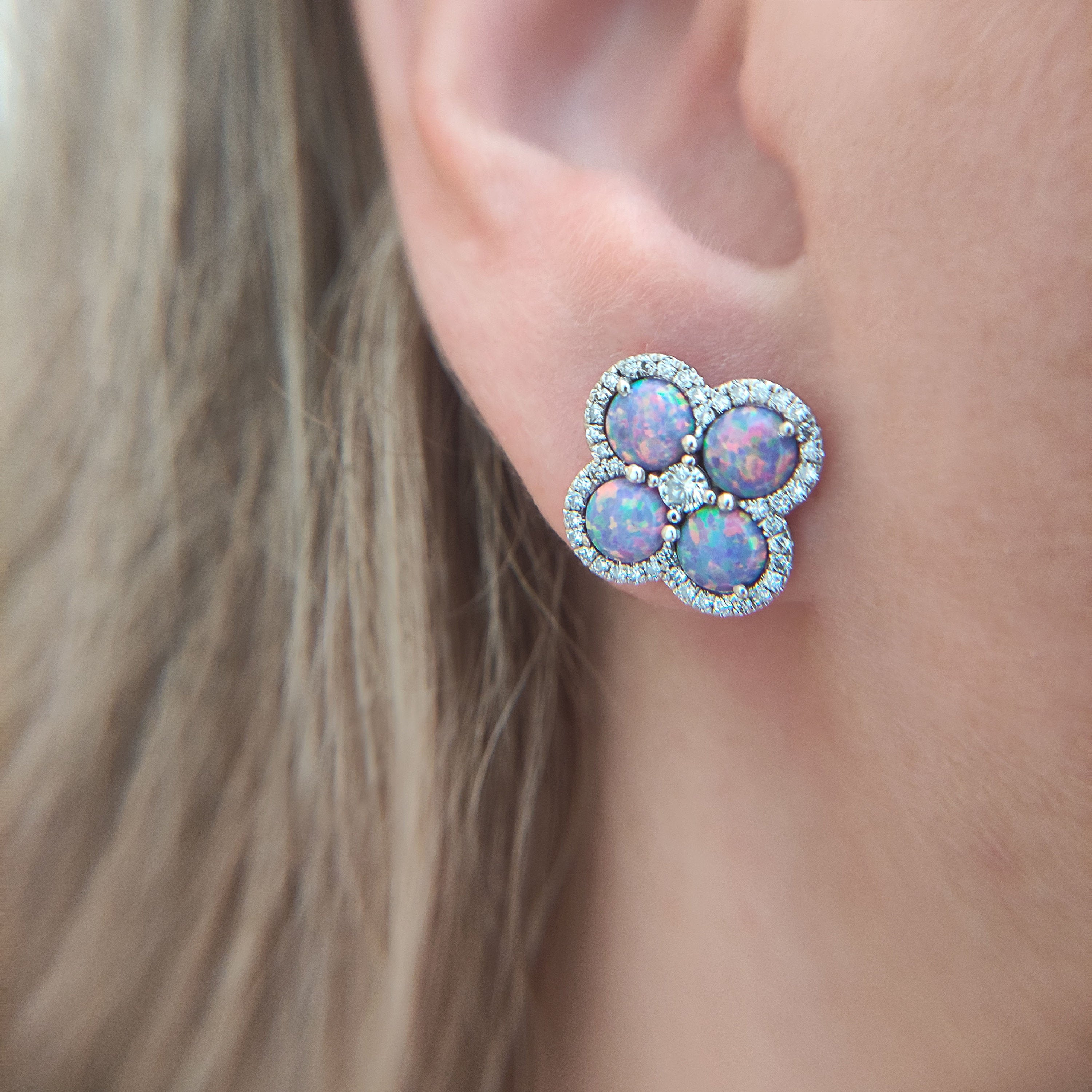 Lavender purple opal earrings