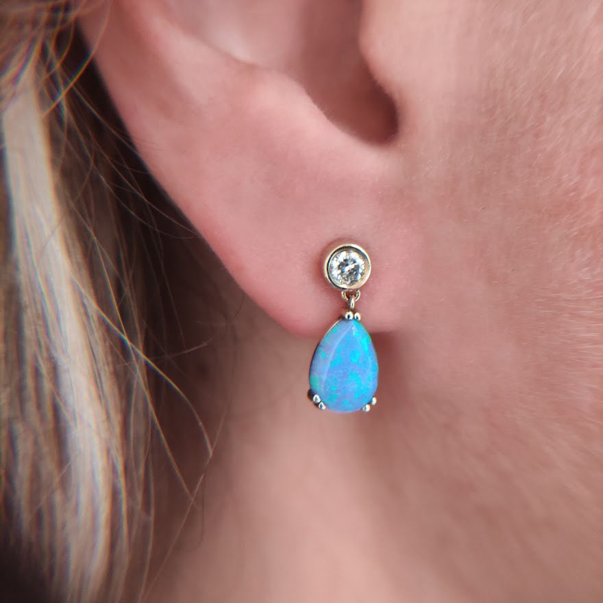 Blue opal earrings