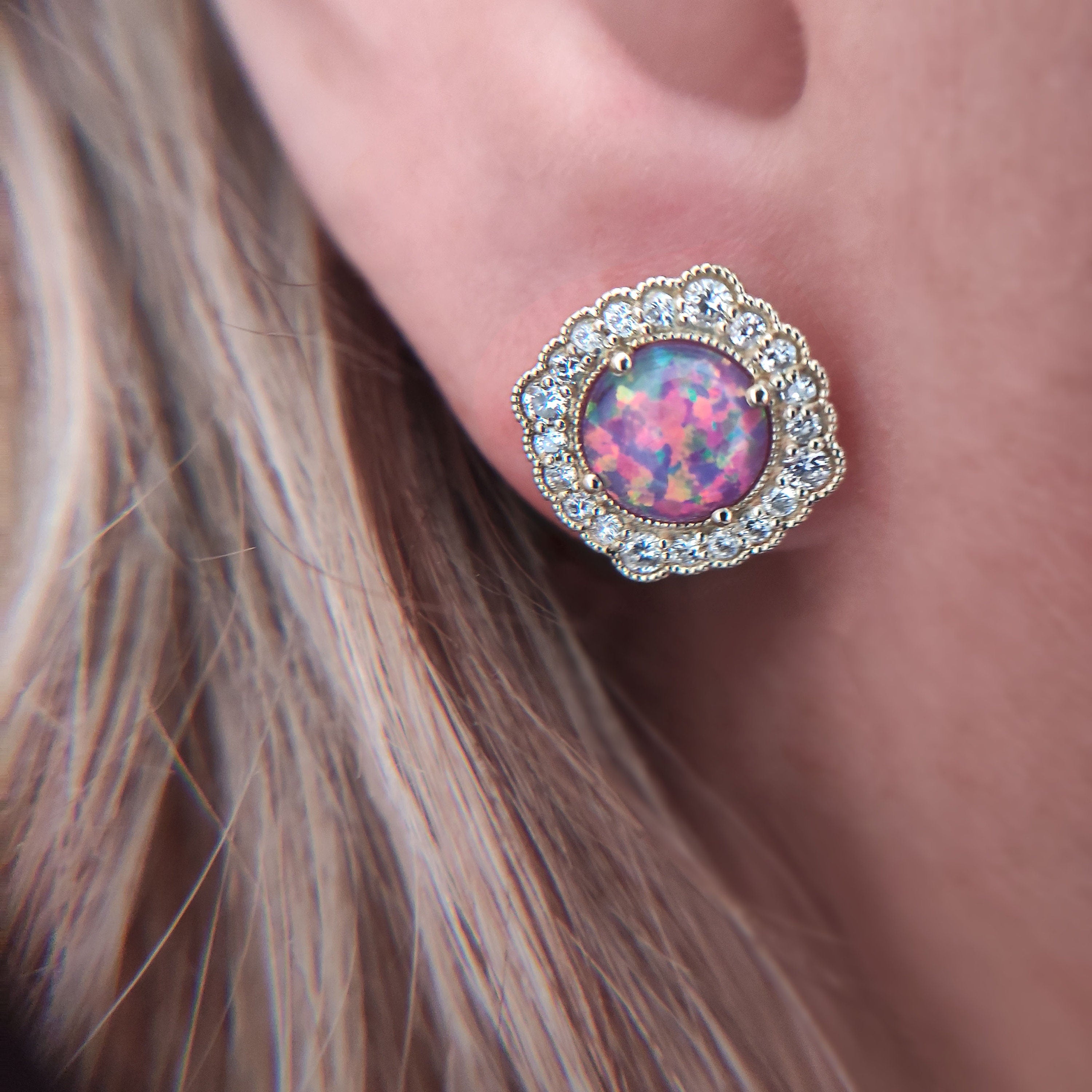 Lavender purple opal earrings