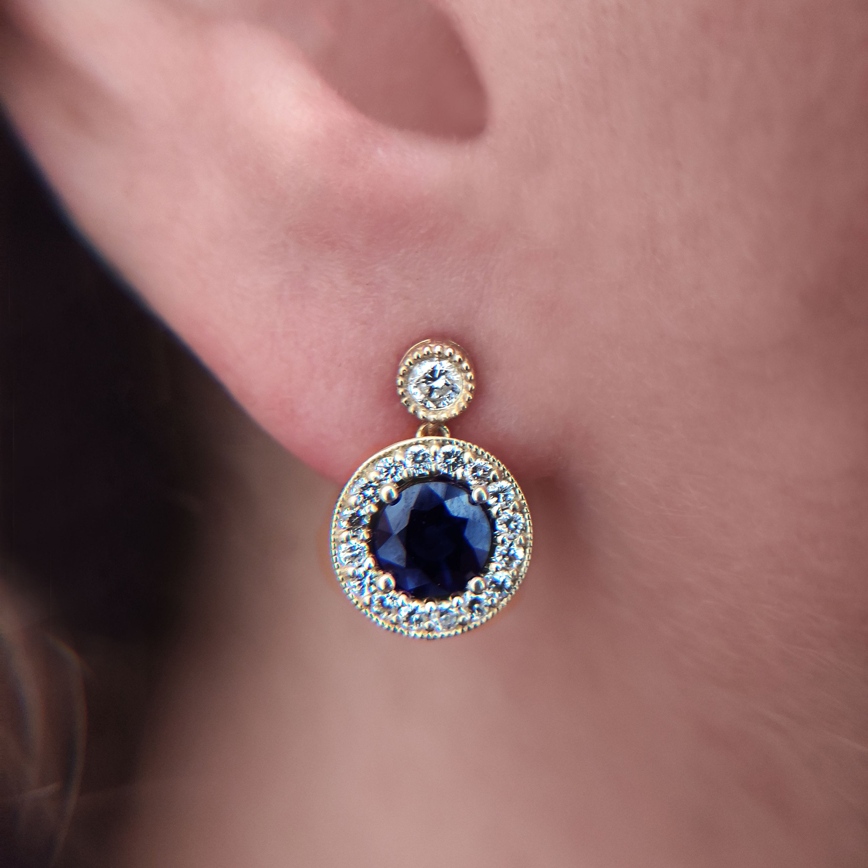 Sapphire halo earrings