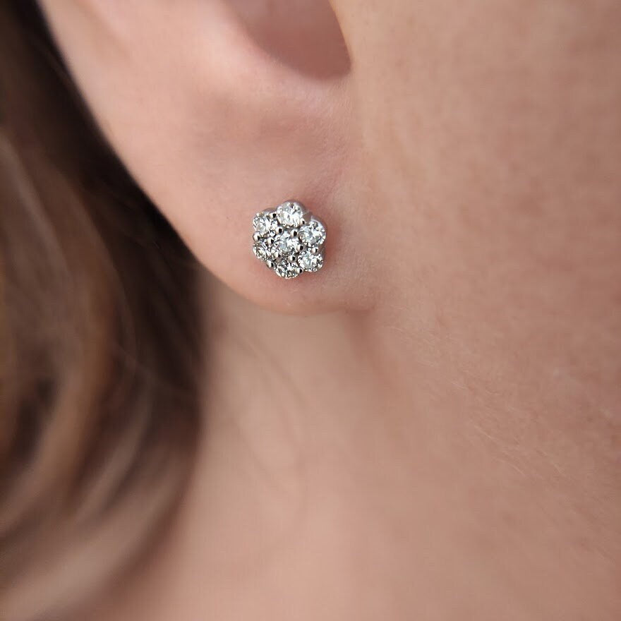 14K solid gold diamond studs