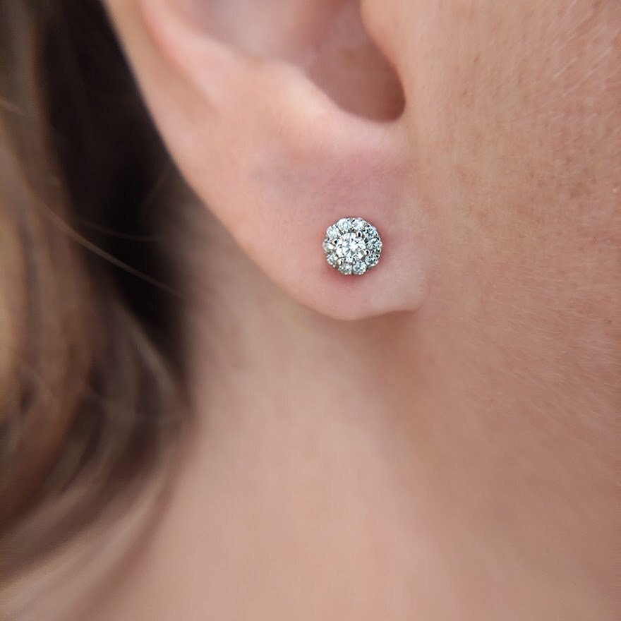 Halo diamond earrings