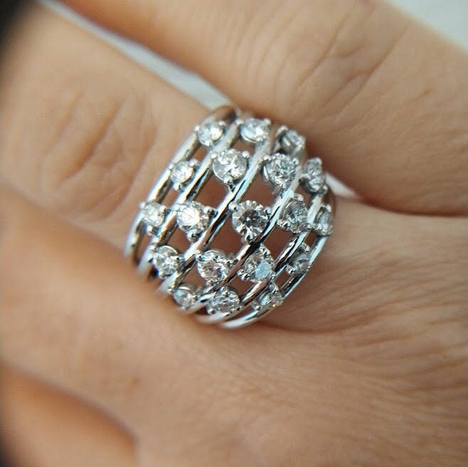 7 row statement cocktail diamond ring