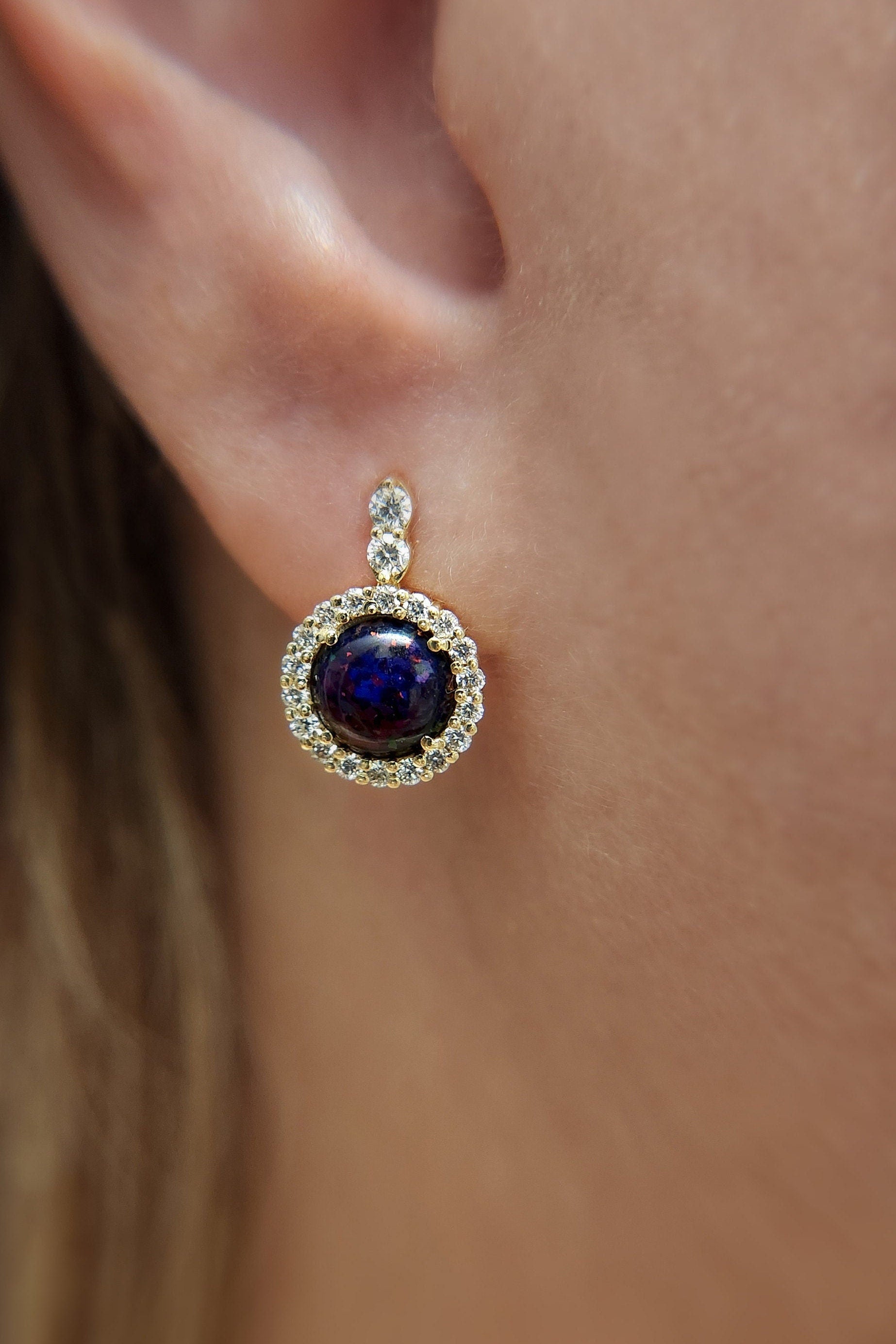 Burgundy Opal diamond earrings