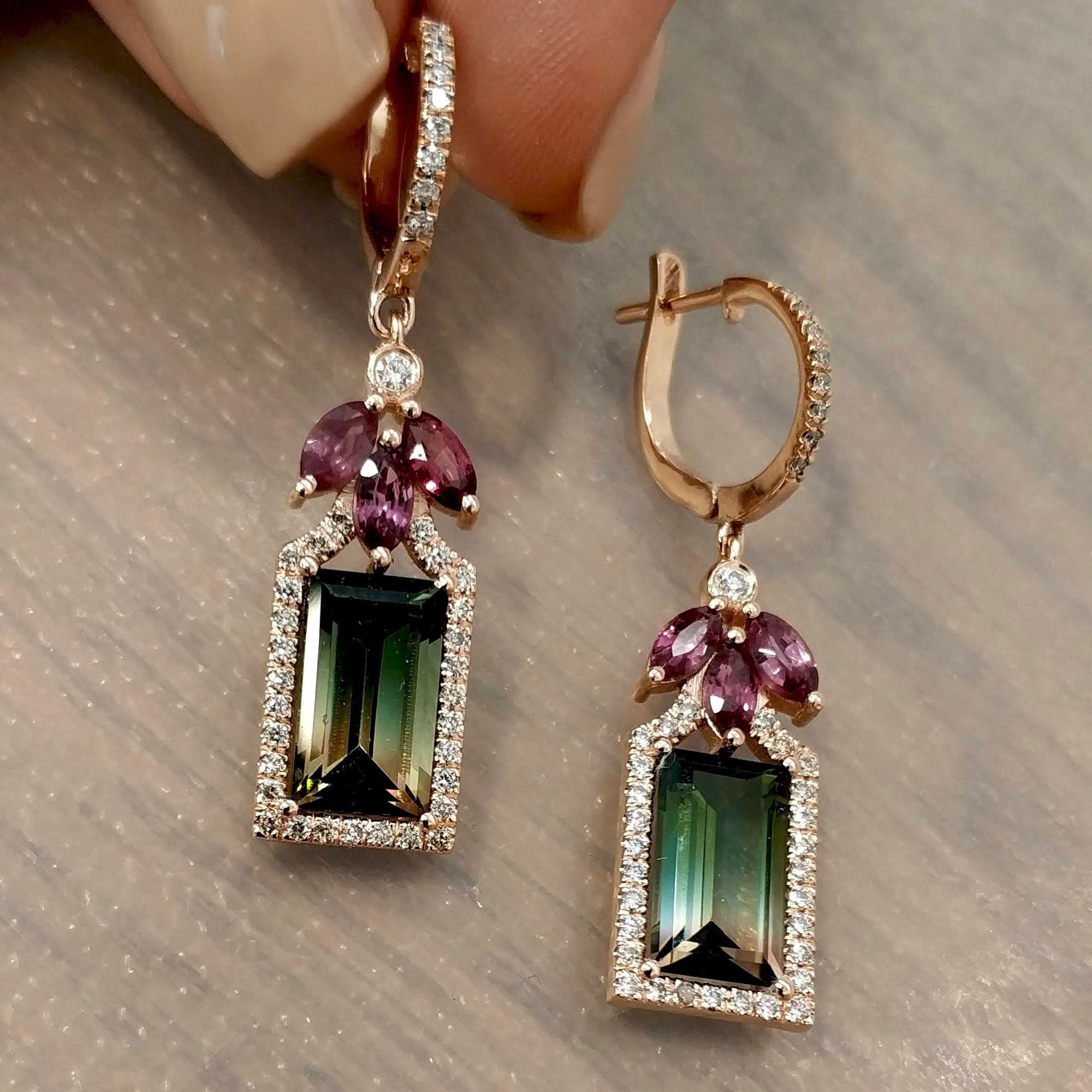 Watermelon tourmaline earrings