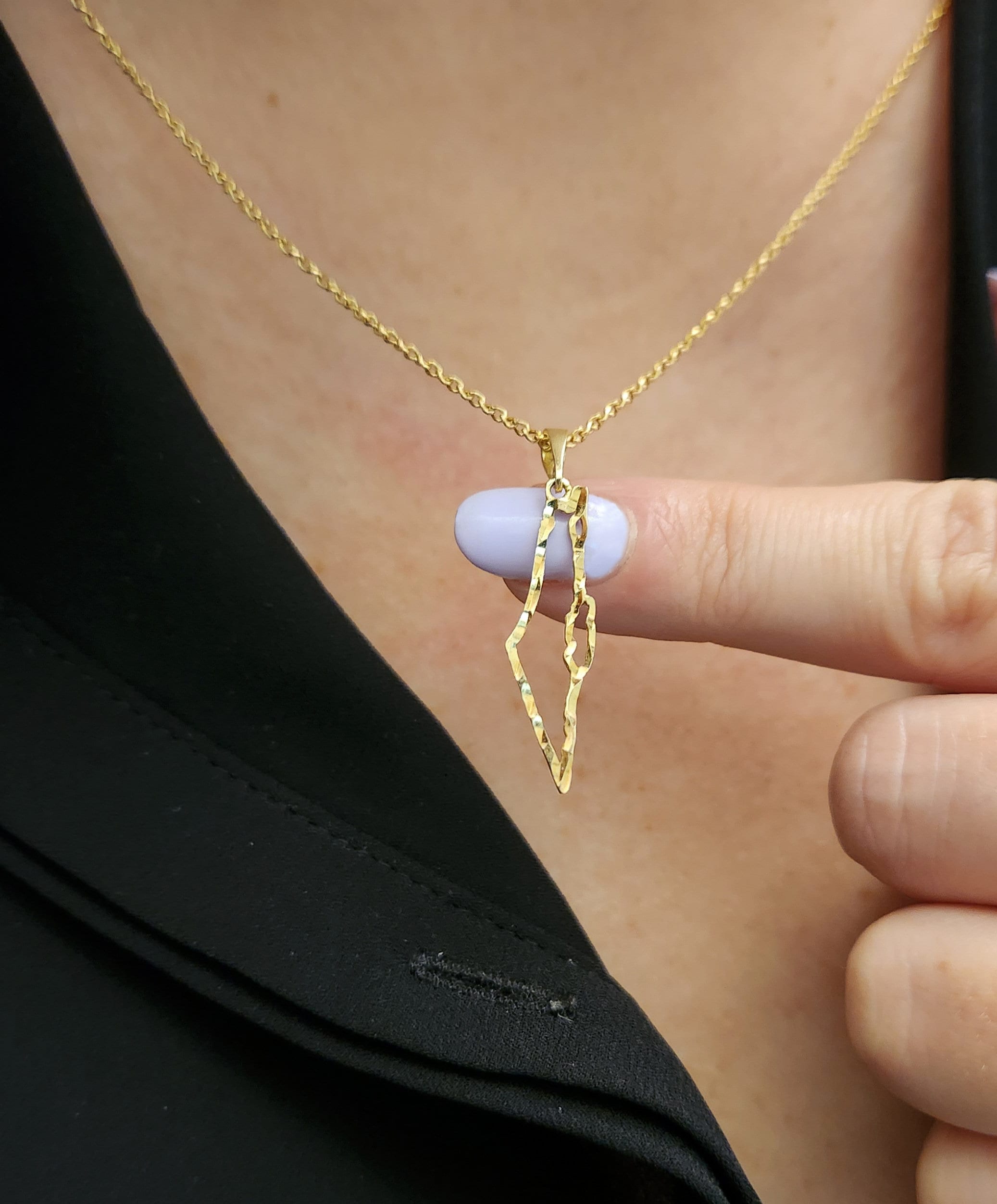 Map of Israel 14K solid gold pendant