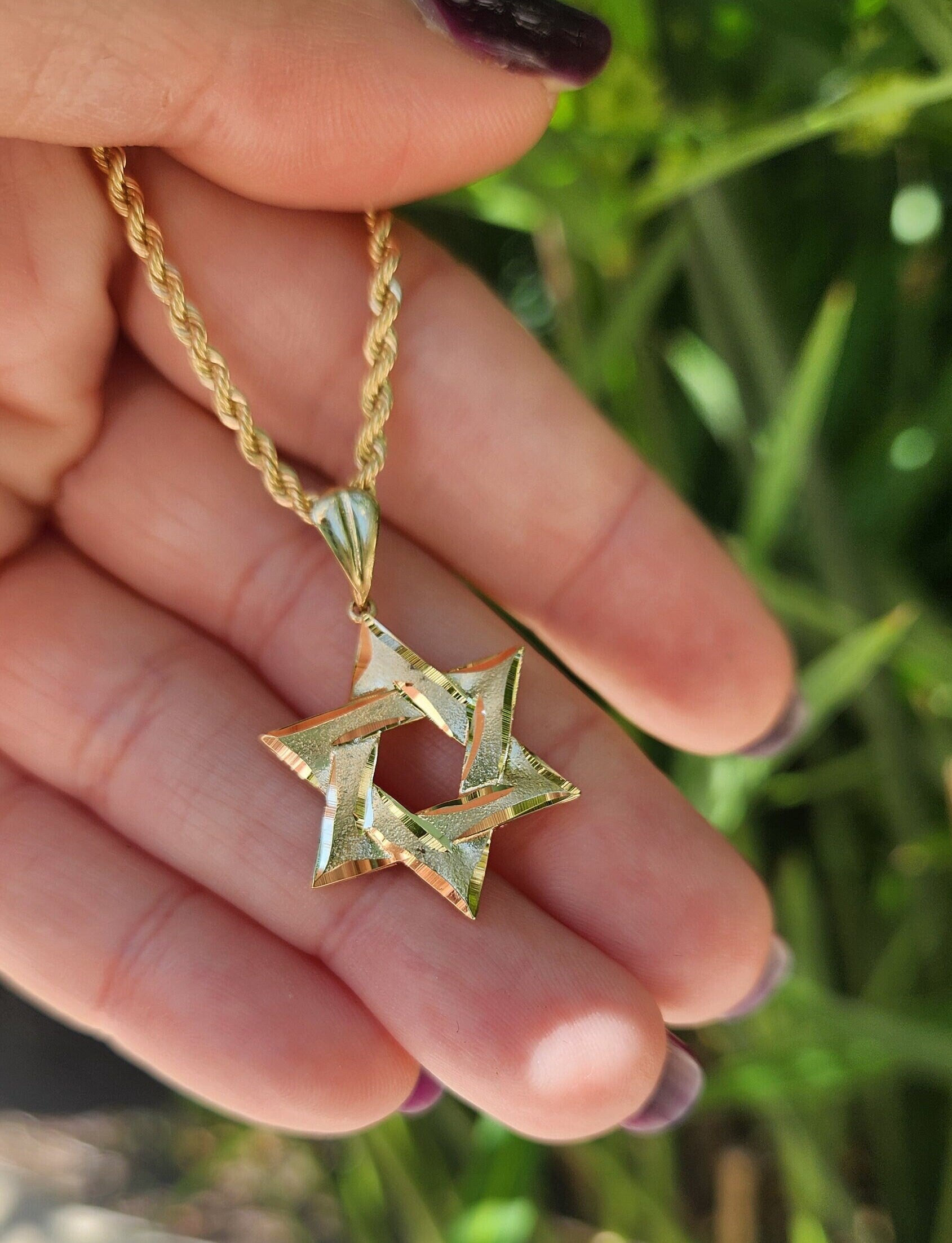 Unisex Magen david 14K gold pendant