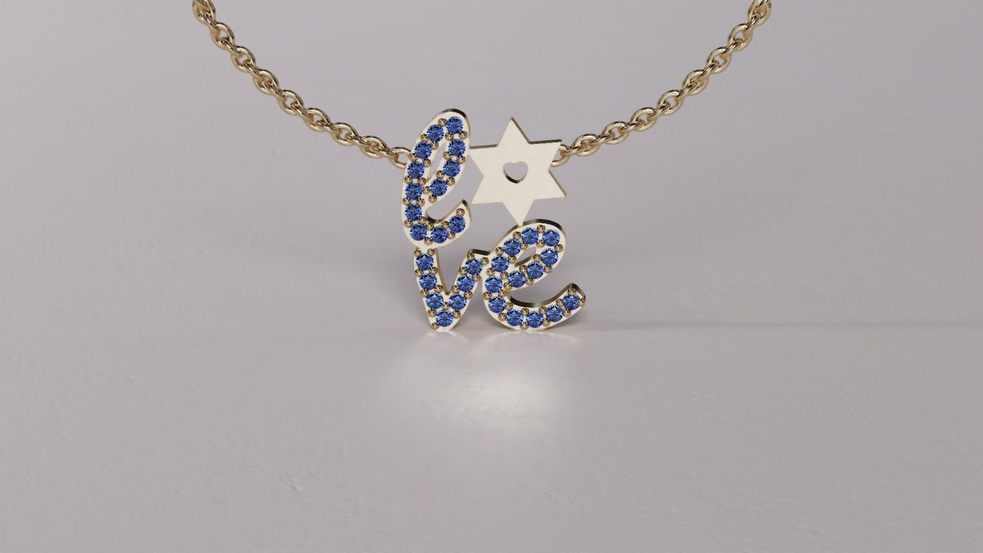 Blue Saphhire Pave necklace