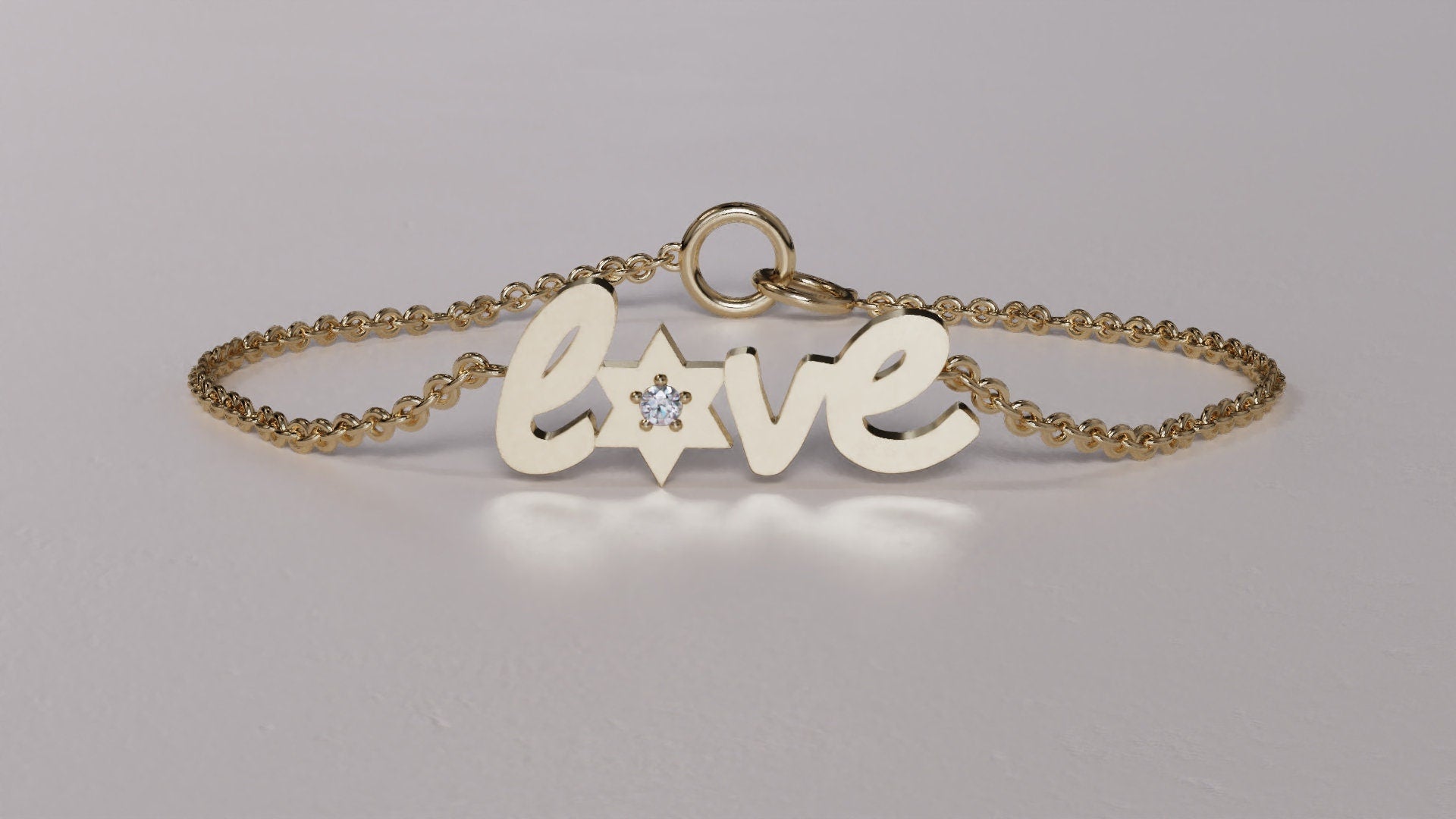 Diamond Magen David 14K solid gold bracelet