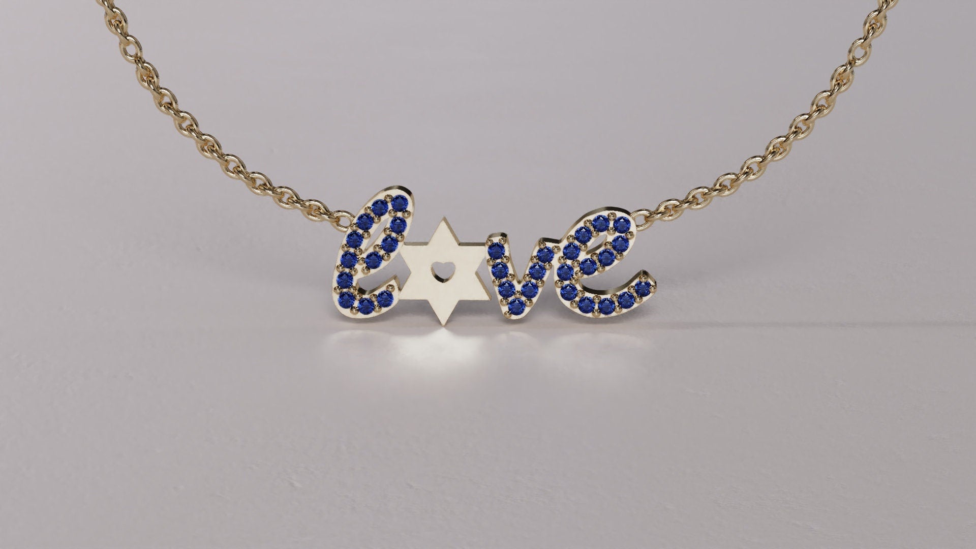 Blue Saphhire Pave necklace
