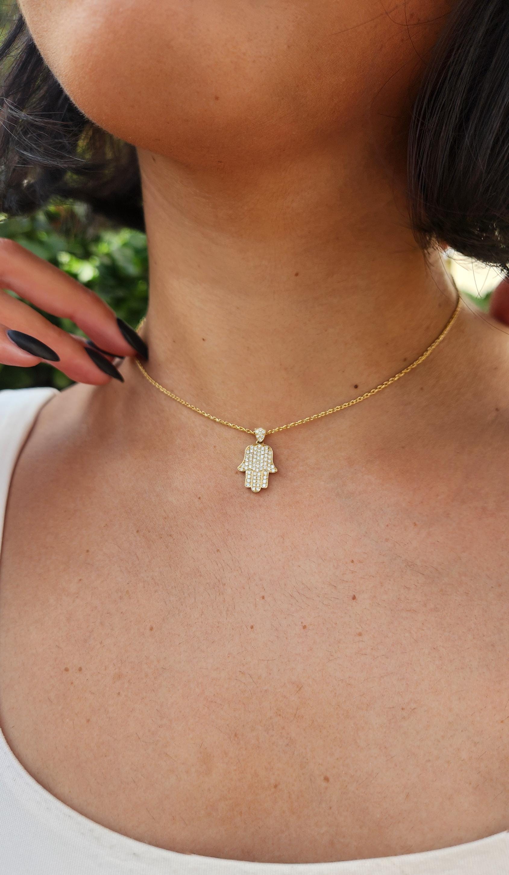 Hamsa diamond necklac