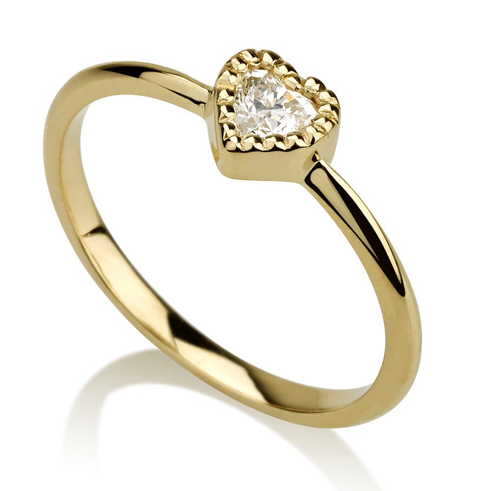 Heart shaped diamond bezel ring