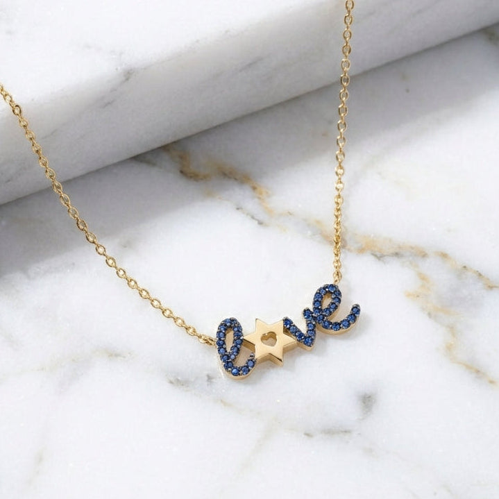 LOVE STAR Sapphire Pave necklace